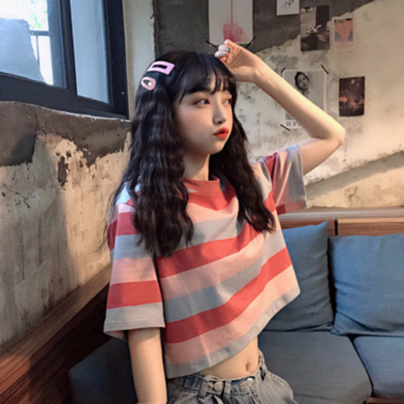 Rainbow Striped Short-Sleeve T-Shirt