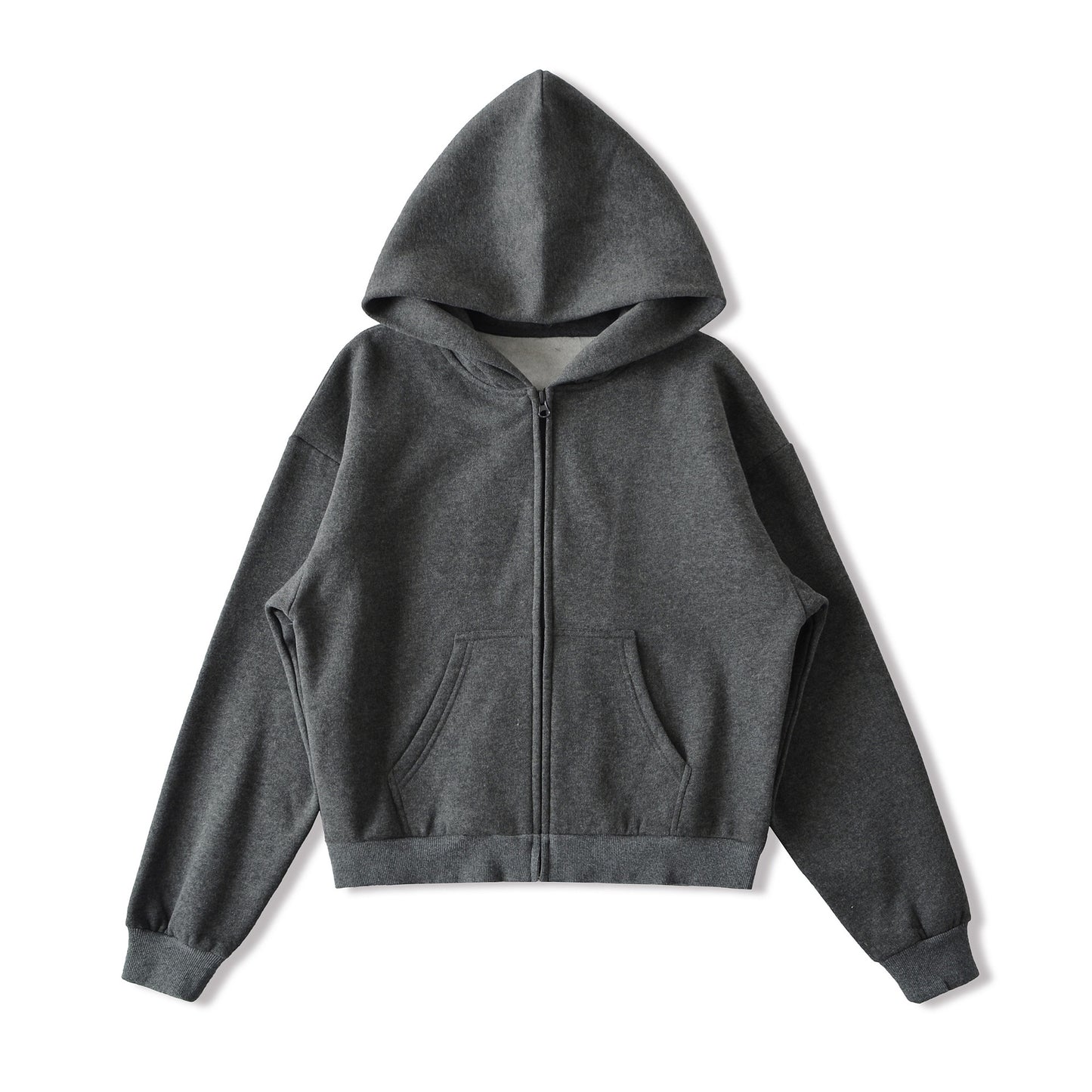 Velvet Hooded Zipper Long Sleeve Sweatshirt Jacket