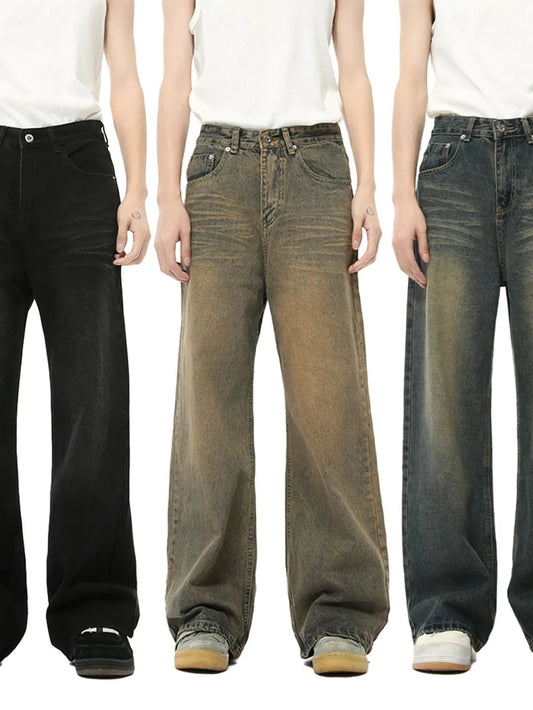 Playful Washed Cat Whisker Straight Leg Jeans