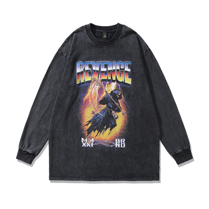 Men's Skull Print Loose Fit Hoodie - Pure Cotton