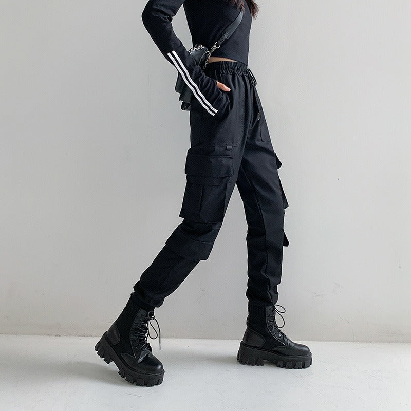Harajuku Style Plus Size Black Casual Trousers