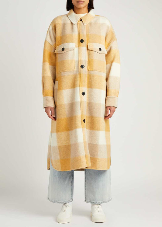 Harajuku Color Stitching Plaid Mid-Length Coat