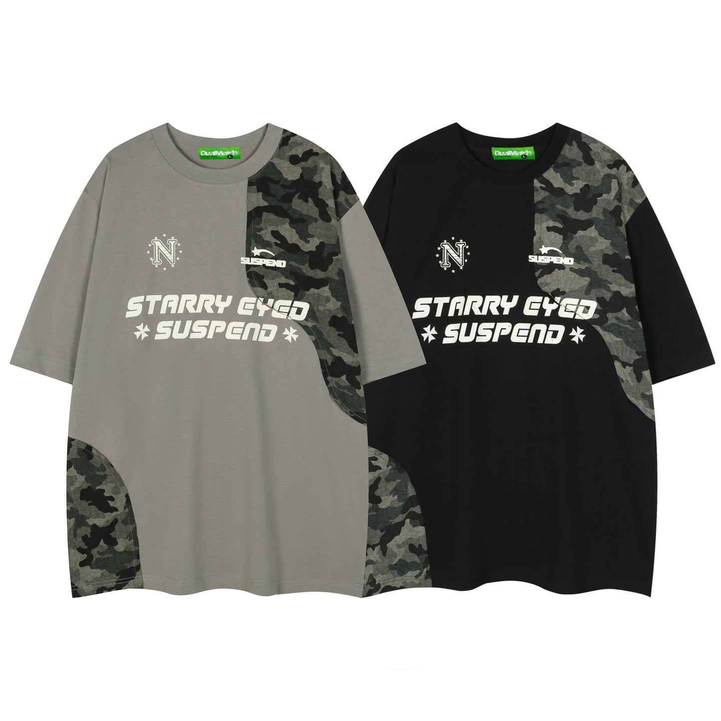 Retro Spliced Camouflage T-Shirt for Men and Women