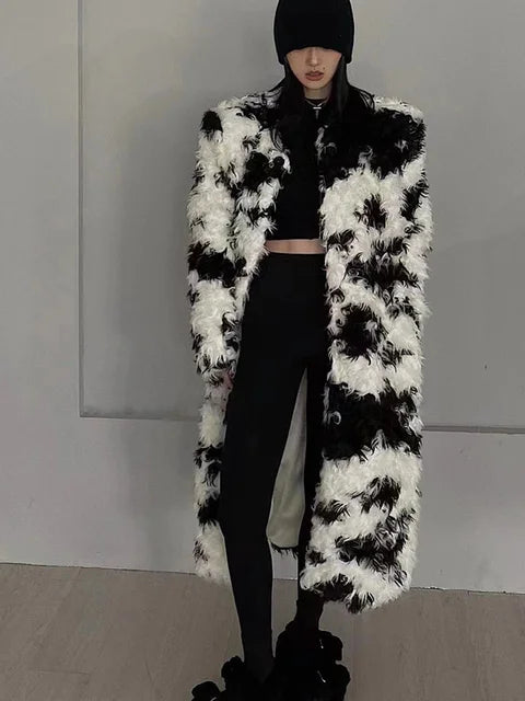 Harajuku Style Lambswool Fur Contrast Cardigan