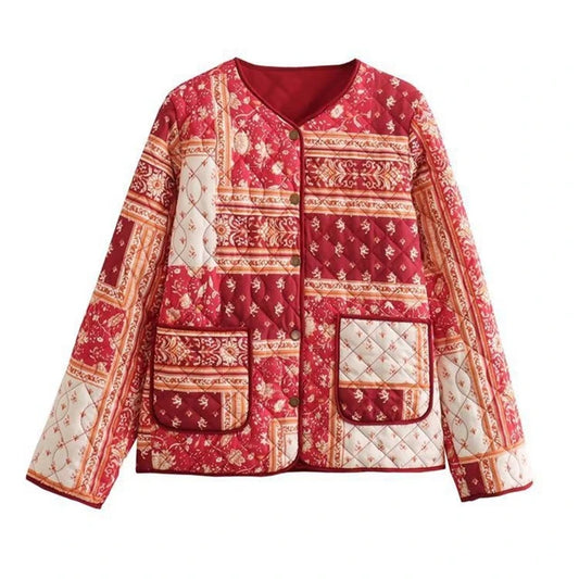 Printed Fungus Women's Harajuku Style Cotton Padded Jacket
