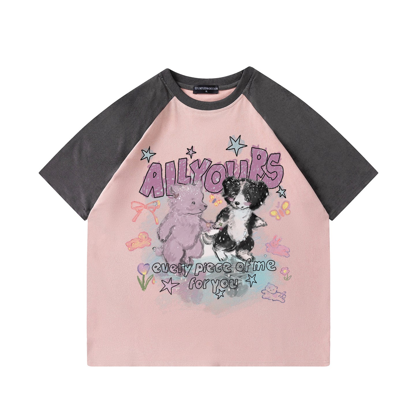 Little Bear Dog Printed Short Sleeve — Harajuku Style Loose Cotton Tee
