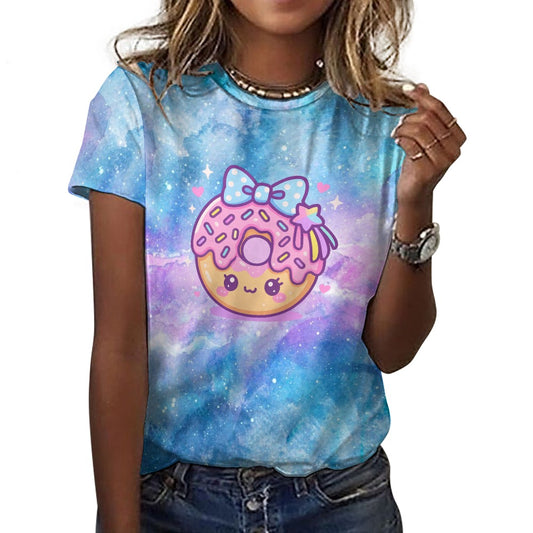 Kawaii Galaxy Donut Women's 100% Cotton T-Shirt