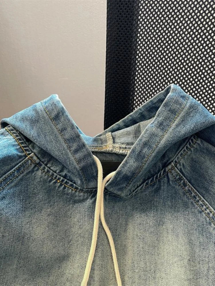 Vintage Denim Hoodies for Women - Harajuku Style