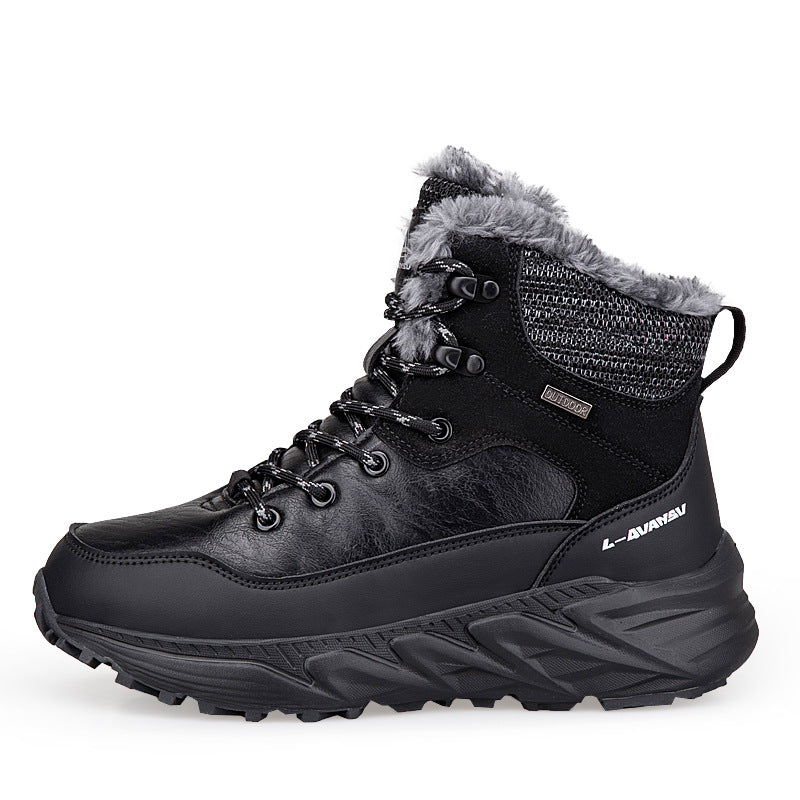 Outdoor Mid-Cut Fleece Lined Snow Boots - Warm Cotton Shoes for Walking