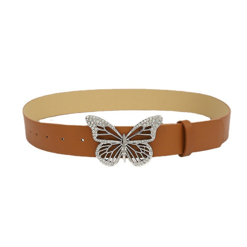 Harajuku Butterfly Water Diamond Buckle Belt