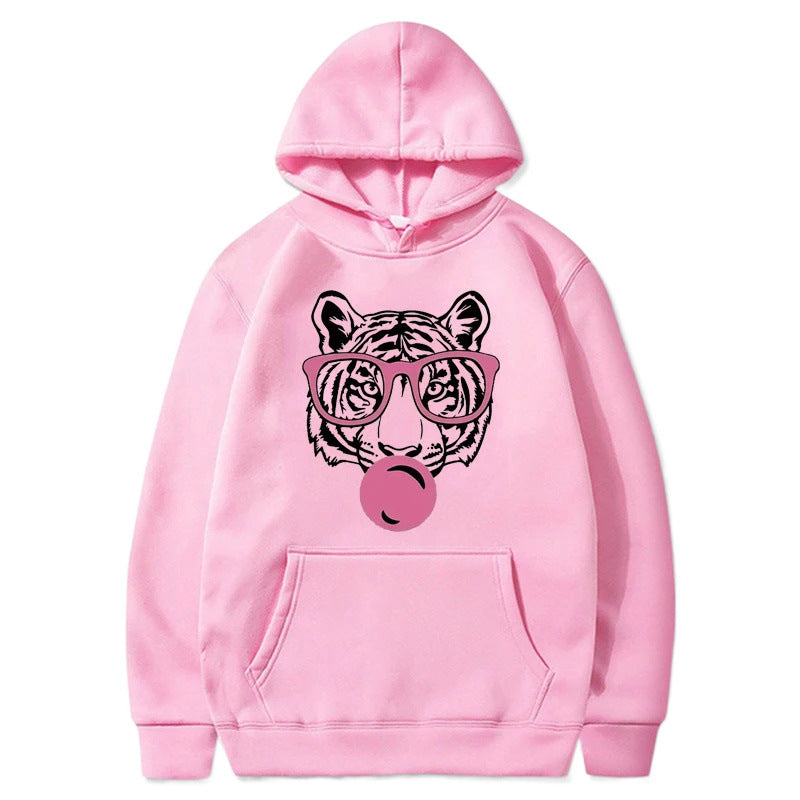 Cartoon Tiger Cute Pattern Printed Hooded Sweatshirt Unisex Long Sleeve Casual Jacket