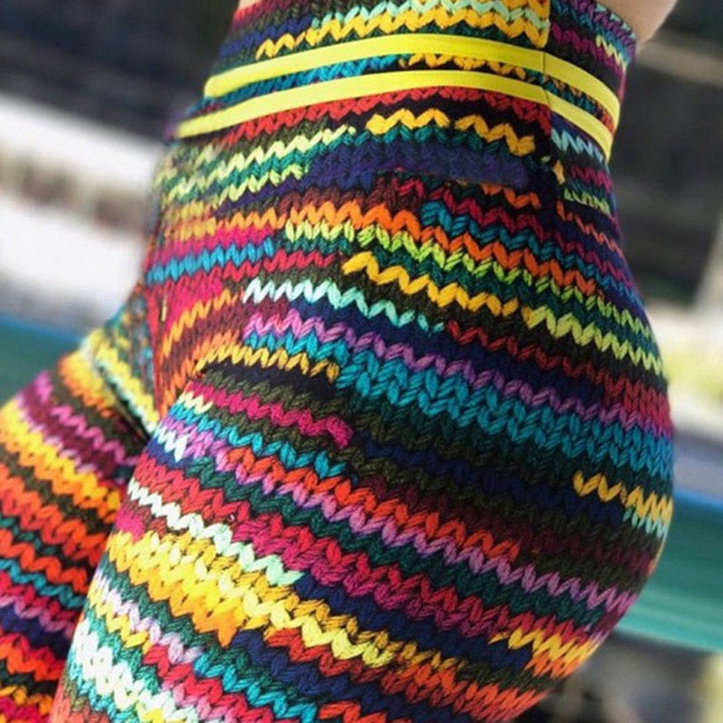 Knit Print Elastic Leggings
