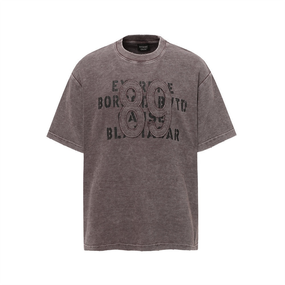 Harajuku Style Retro Letter Print Short Sleeve Tee for Men