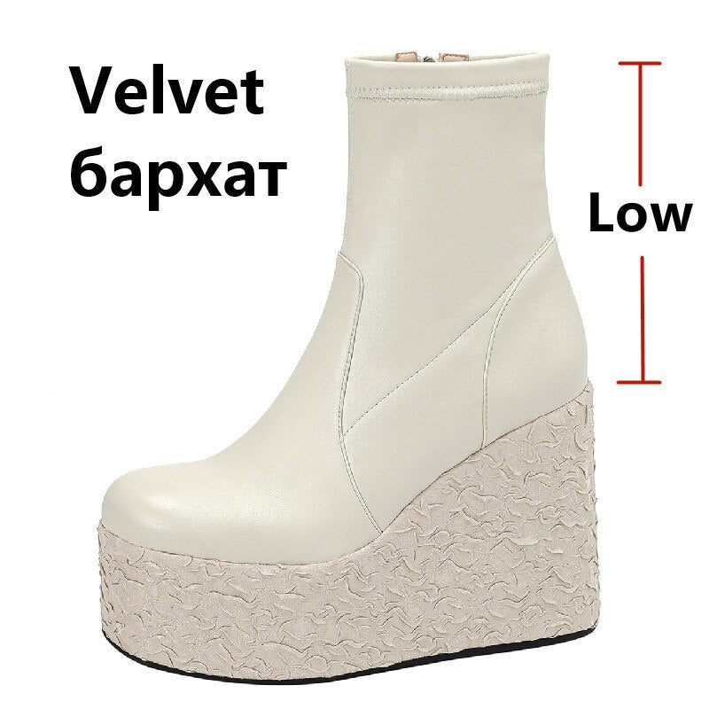 Women's Ankle Boots - Punk Style with High Platform Wedge Heels