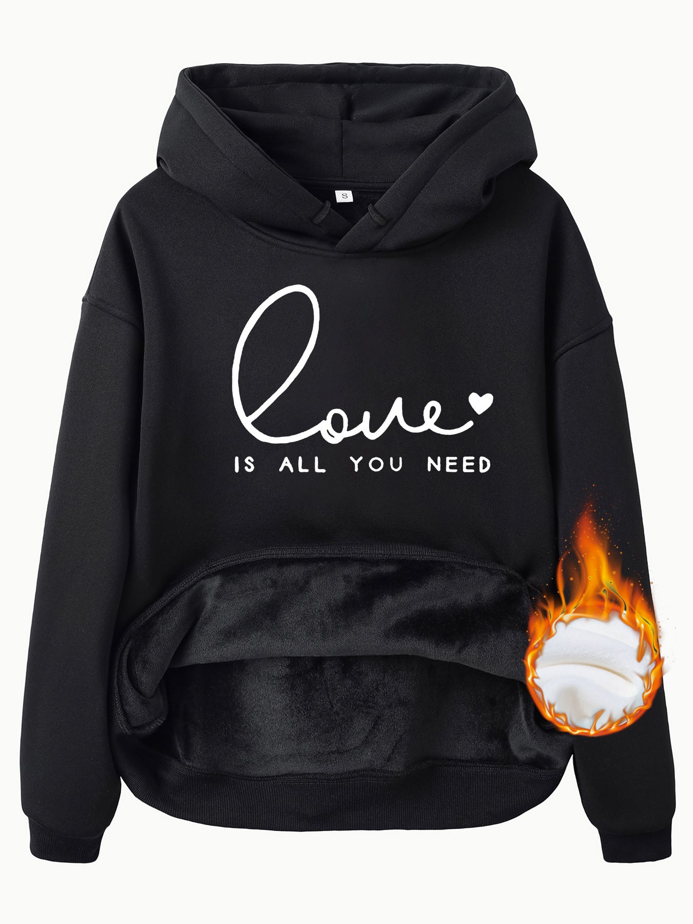 Hooded Long Sleeve Fleece Hoodie Top with IS ALL Print