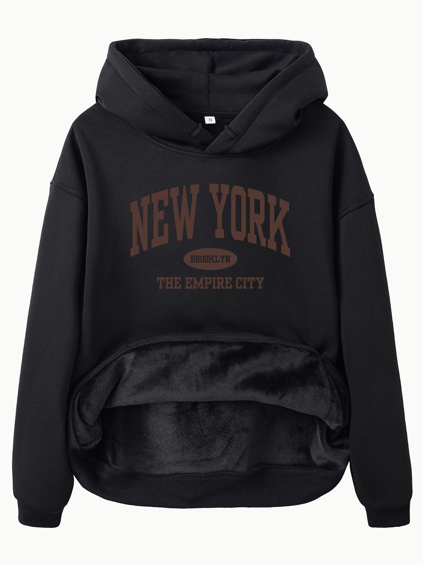 Velvet Hoodie with NEW YORK BROOKLYN Print