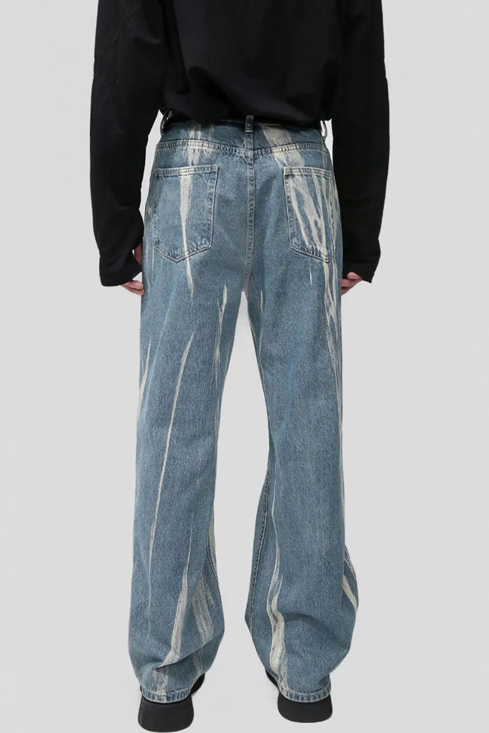 Harajuku Style Playful Wide Leg Men's Jeans with Pockets