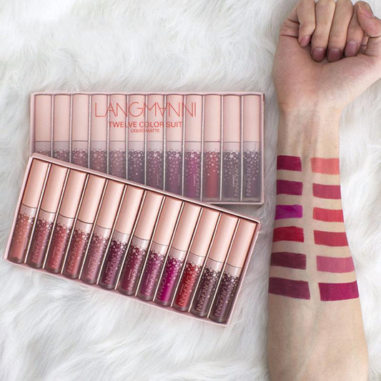 12PCS Waterproof Matte Lipsticks - Bold Colors for All Occasions