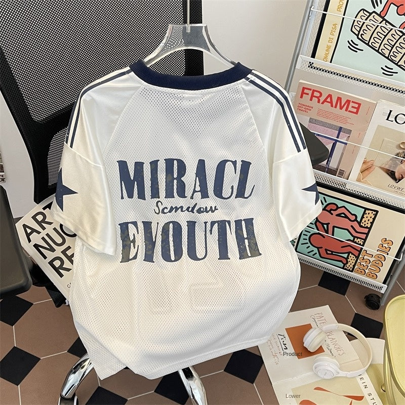 Harajuku Style Graffiti Print V-Neck Jersey