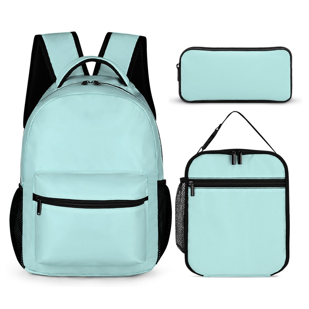 Light Blue Three-Piece Backpack Bag Set Combination