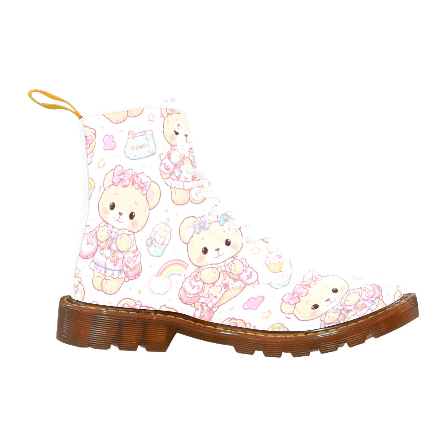 Harajuku Teddy Boots Women's Lace Up High Top Canvas Boots
