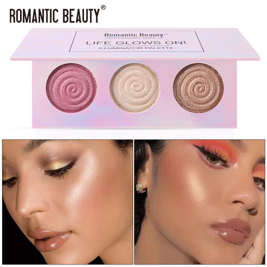 Tri-Color Pearl Glitter Highlighter Palette