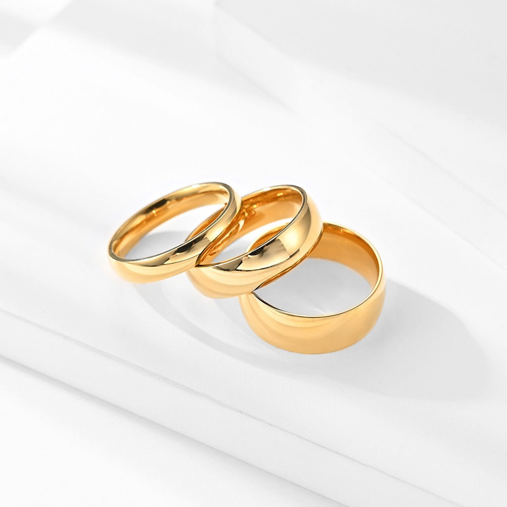 Glossy Gold Plated Curved Titanium Steel Couple Tail Ring