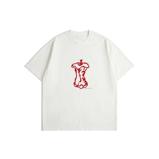 Playful Apple Core Print T-Shirt for Men and Women