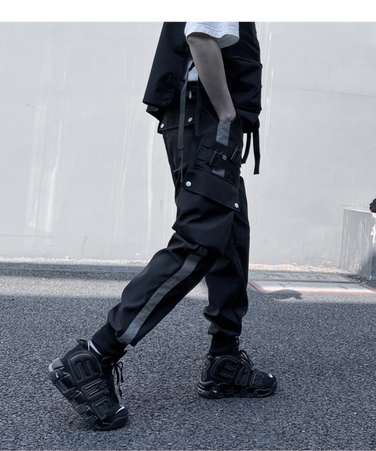 Harajuku Style Reflective Strip Overalls for Men