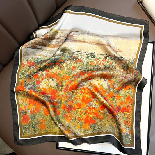 Fresh Mulberry Red Garden Silk Scarf – Harajuku Style