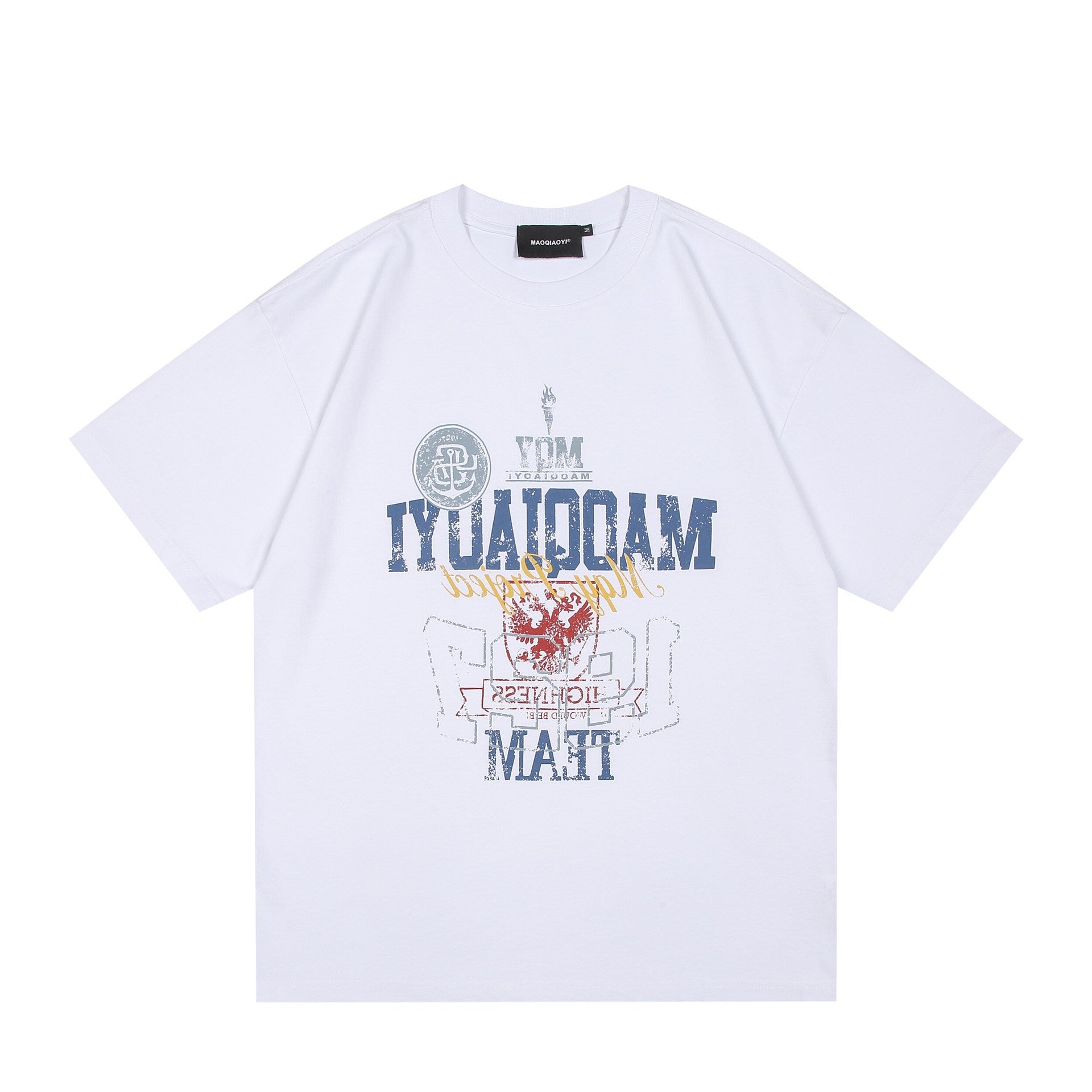 Vintage Washed Letter Print Loose Fit Short Sleeve Tee