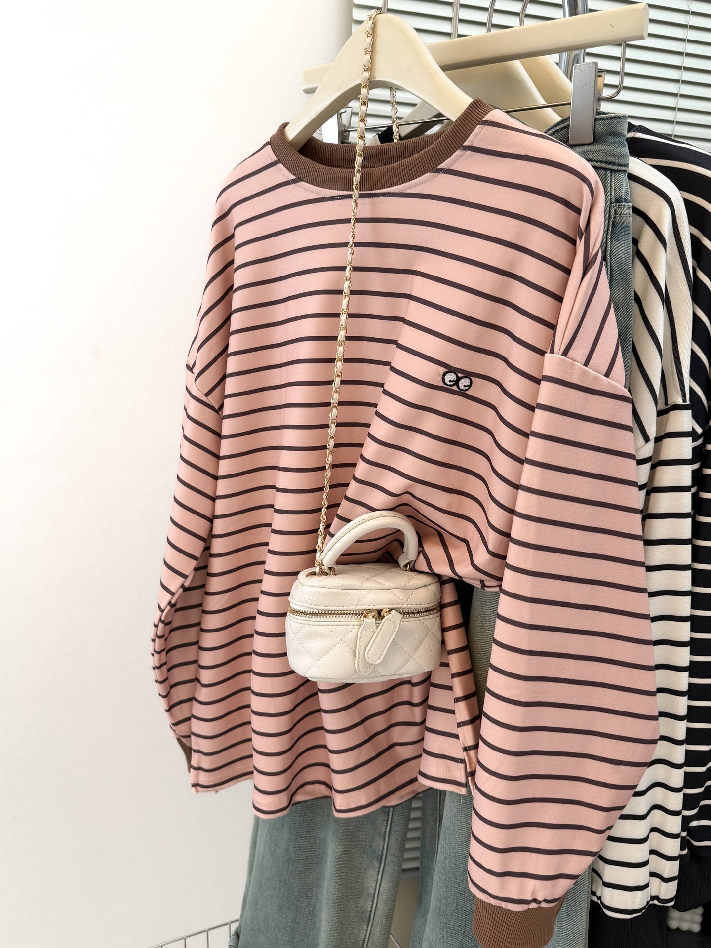 Chic Casual Striped Long Sleeve Warm Loose Fit Top for Women