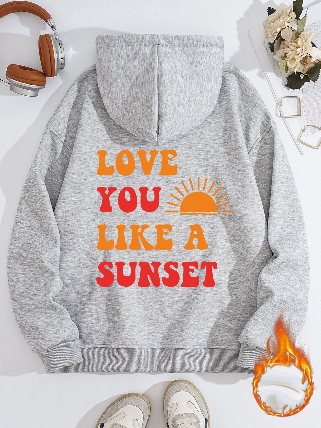 Hooded Long Sleeve Fleece Hoodie with Kangaroo Pocket