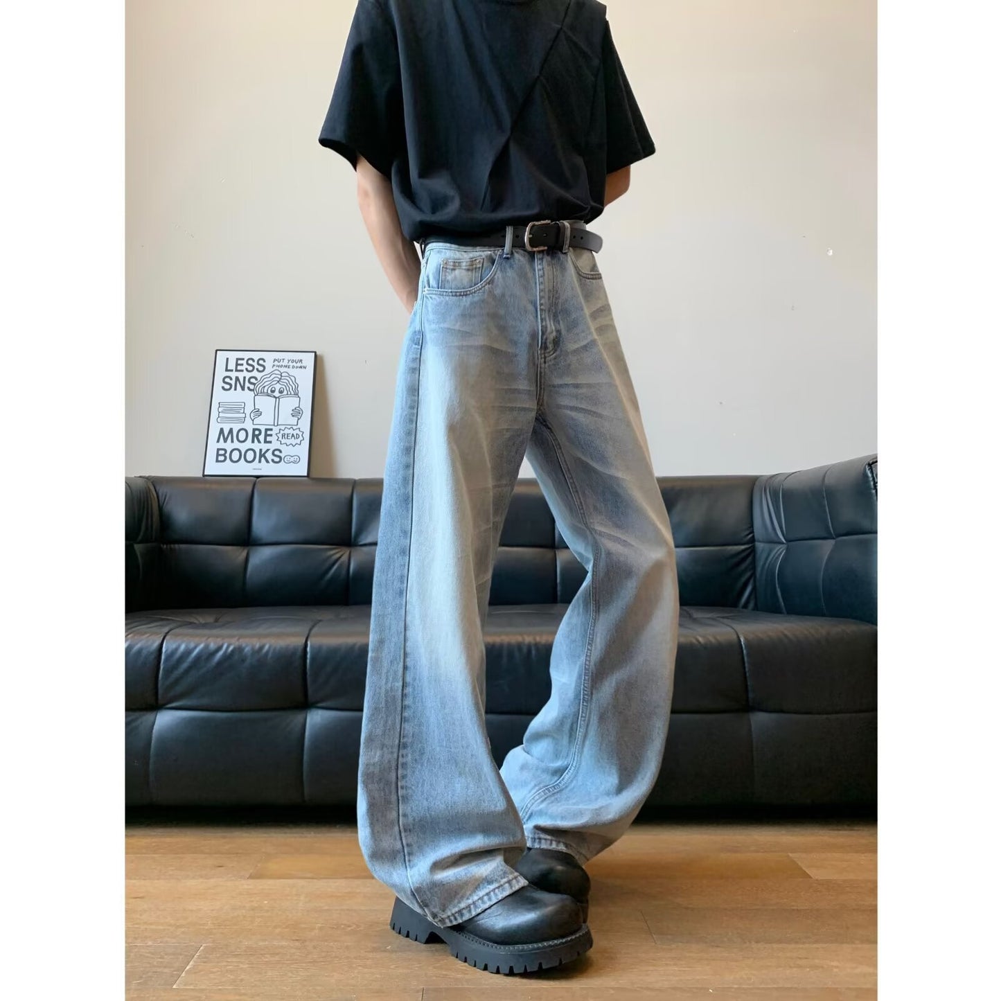 Playful Loose Wide Leg Denim Pants