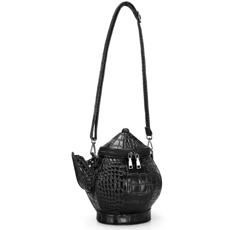 3D Teapot Bottle Messenger Bag - Playful PU Design