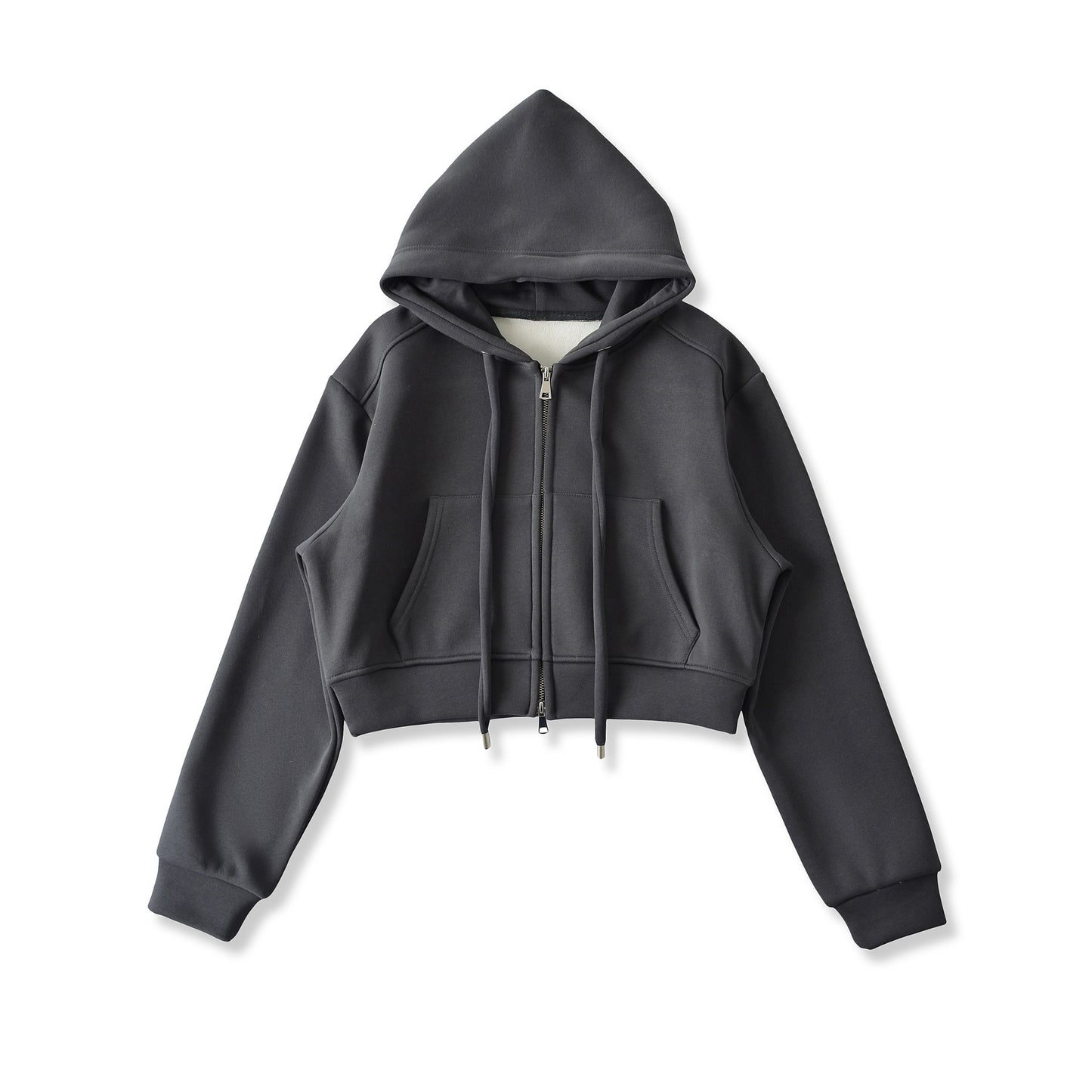 Velvet Zip-Up Drawstring Hooded Jacket Sweatshirt