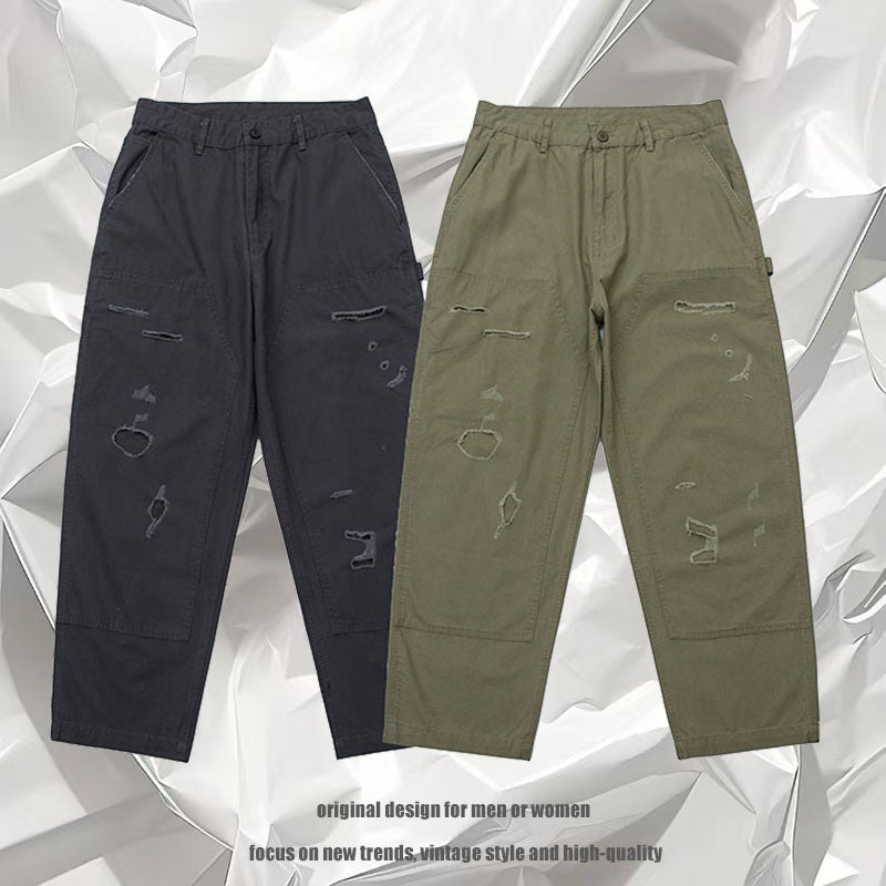 Harajuku Style Faded Cargo Trousers for Men and Women