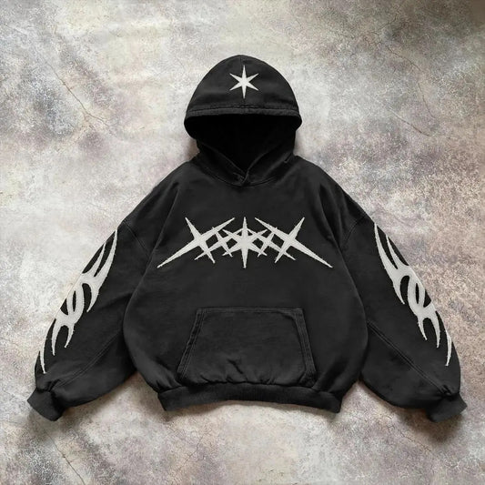Embroidered Women's Hooded Sweatshirt - Harajuku Style