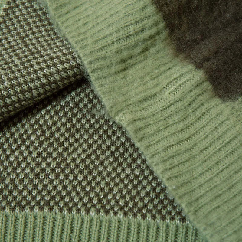 Harajuku Spliced O-Neck Knitted Sweater for Men