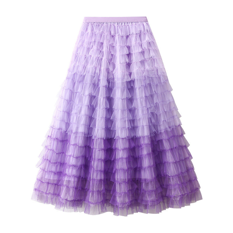 Gradient Color Layered Mesh Tutu Skirt