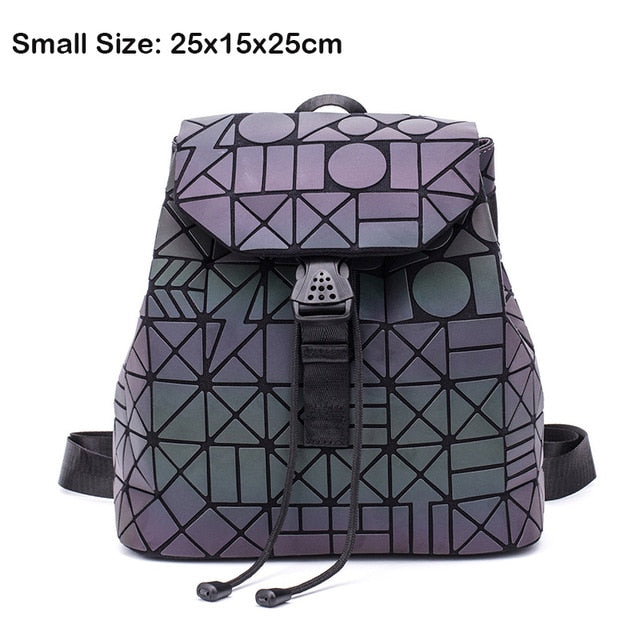 Luminous Geometric Plaid Sequin Backpack for Women