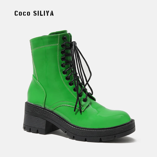Harajuku Style Women's Patent Leather  Boots