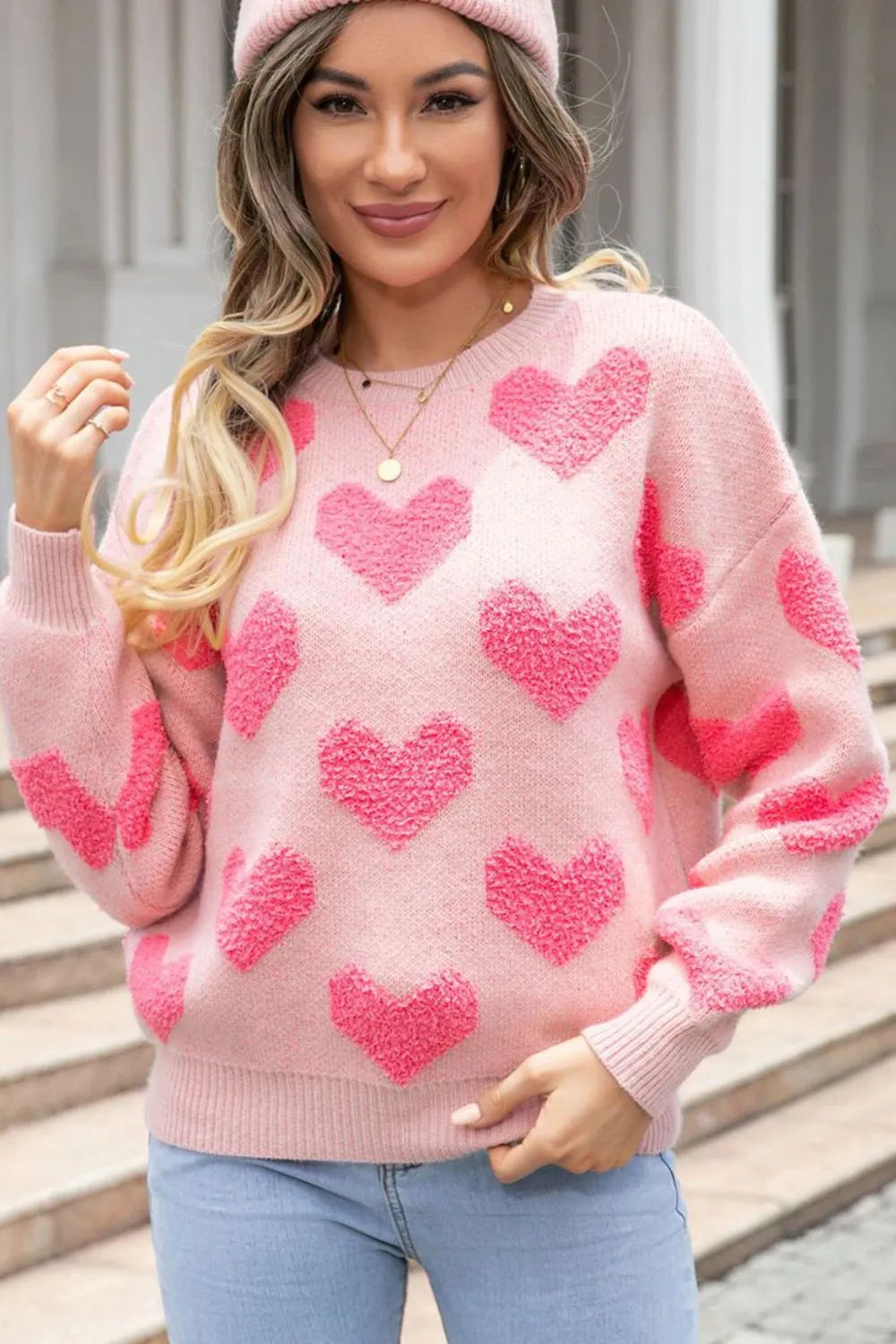 Valentine's Day Heart Jacquard Sweater