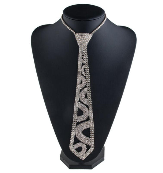 Harajuku Style Rhinestone Tie Shaped Maxi Necklace