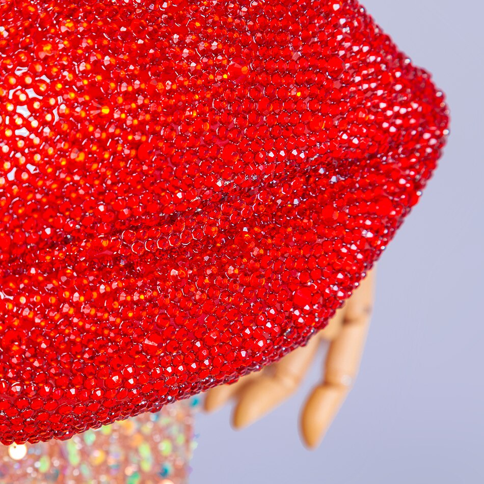 Mouth Shaped Rhinestone Evening Clutch - Playful Crystal Purse