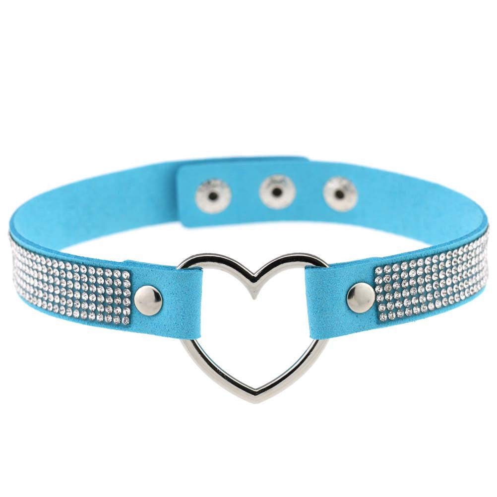 Harajuku Soft Girl Rhinestone Heart Collar Necklace