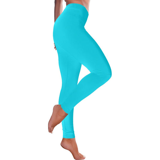 Highlighter Blue Women's All-Over Low Rise Leggings