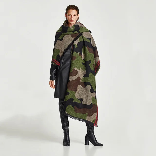 Harajuku Style Cashmere Camo Scarf - Cozy Winter Wrap