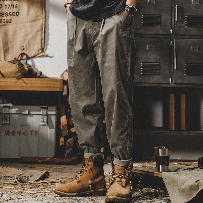 Harajuku Style Retro Work Pants - Trendy Casual Khaki Trousers