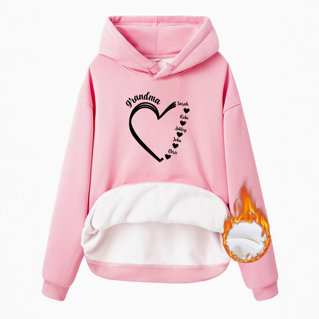 Top Hoodie with Grandma Love Pattern